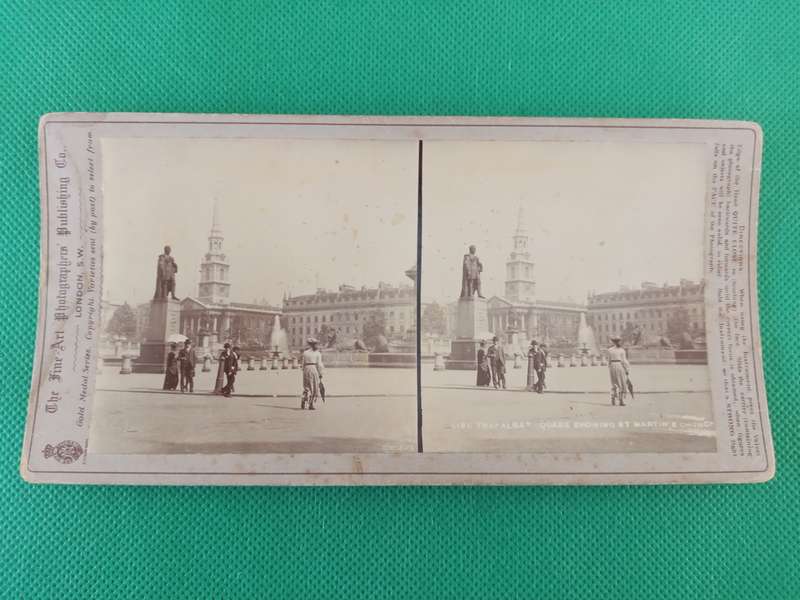 VICTORIAN STEREO SCOPE CARD - TRAFALGAR LONDON