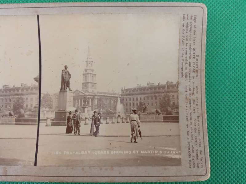 VICTORIAN STEREO SCOPE CARD - TRAFALGAR LONDON
