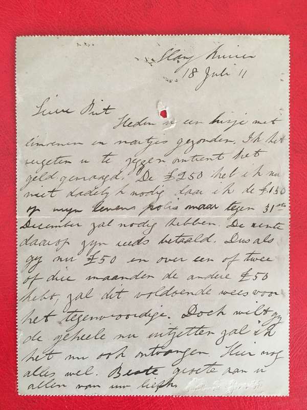 ANTIQUE LOVELY LETTER CARD  PIETER ANDRIES MALAN SON OF OUMA R E MALAN   SON - 1857  + TELEGRAMME