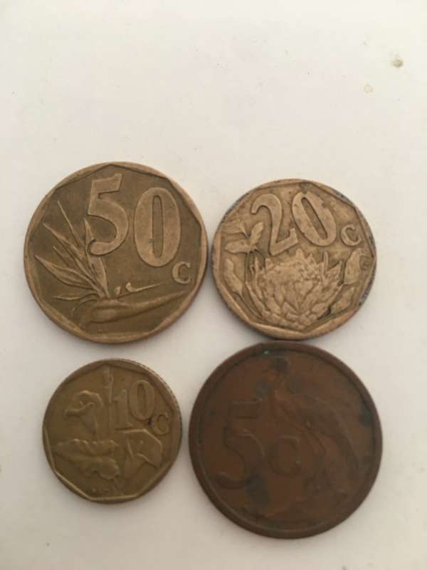 SOUTH AFRICA COIN LOT 50c 20c 10c 5c        (2)   ALL CRESTED COINS