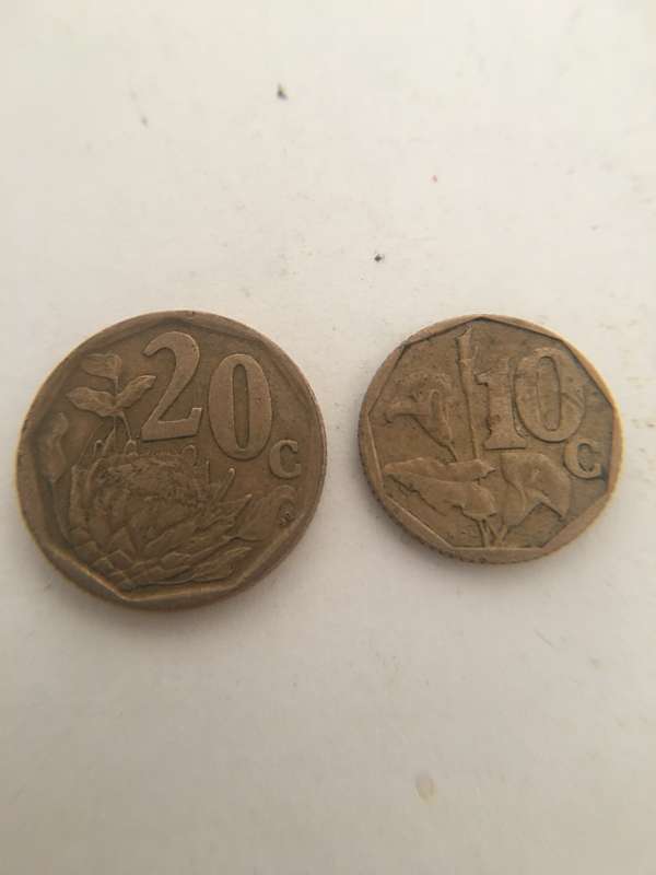 SOUTH AFRICA COIN LOT  20c and 10c  (6)
