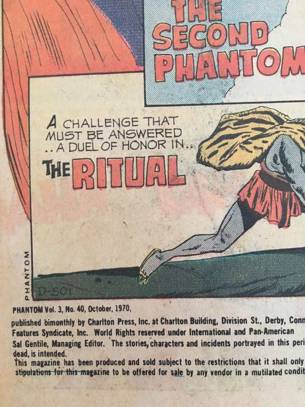 CHARLTON COMICS  - THE PHANTOM - VOL. 3  NO. 40 - 1970