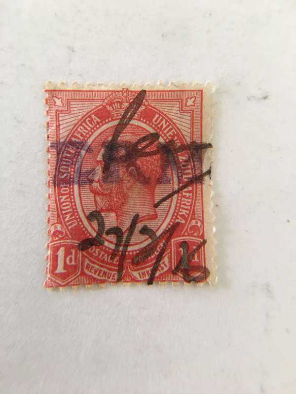 SOUTH AFRICA - UNION OFSOUTH AFRICA KING GEORGE USED REVENUE 1D STAMP