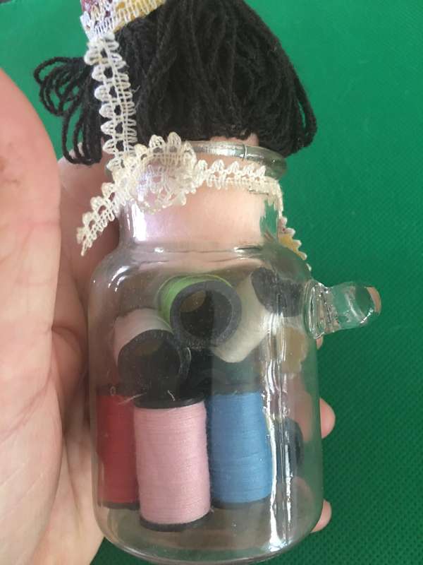 VINTAGE PIN CUSHION CLOWN WITH SMALL COTTON REELS