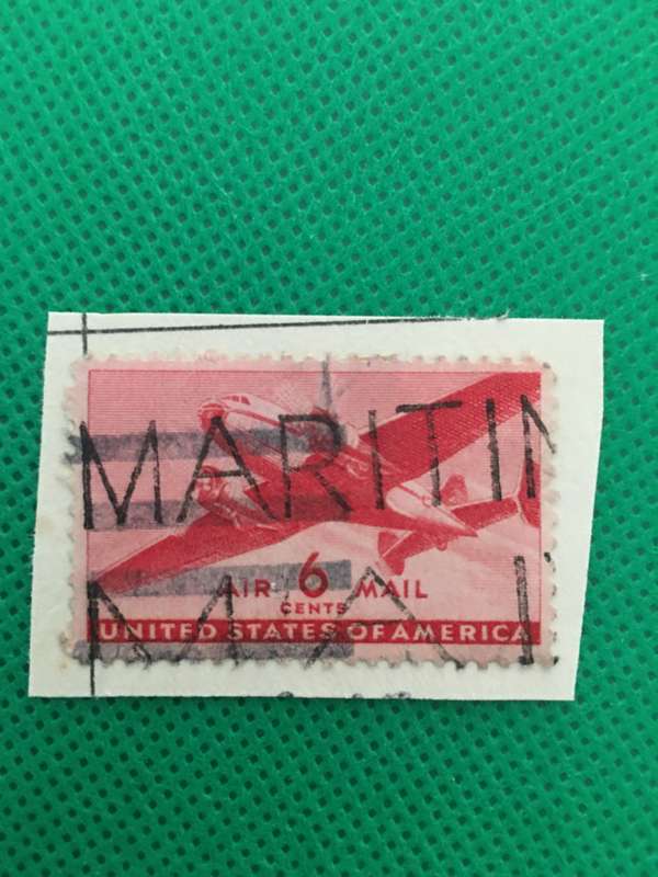 AMERICA 6c USED AIRMAIL STAMP