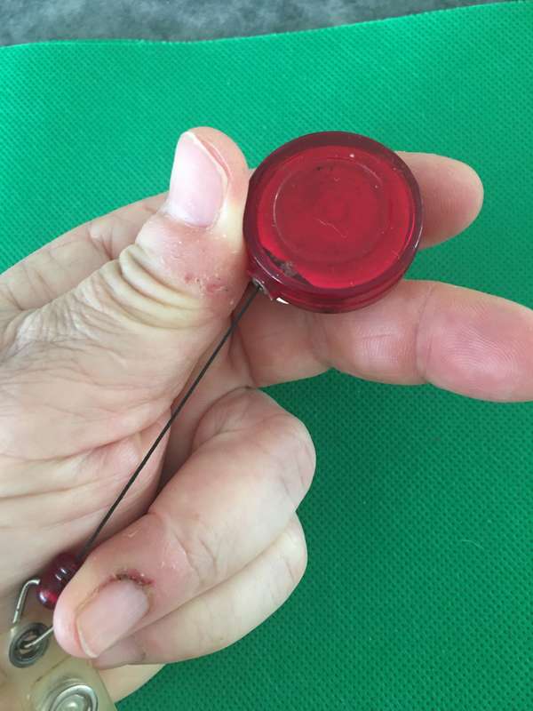 RETRACTABLE  BADGE HOLDER FOR WEARING ON THE BELT
