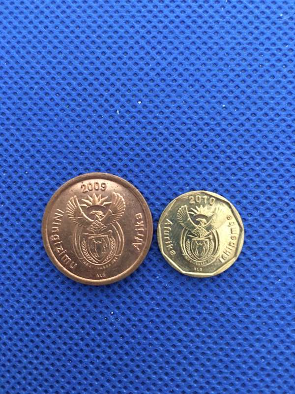 SOUTH AFRICA - TWO COINS - 5c and 10c coins (C11)