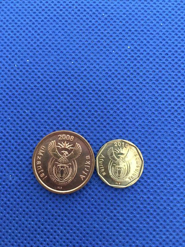 SOUTH AFRICA - TWO COINS - 5c and 10c coins  (C10)