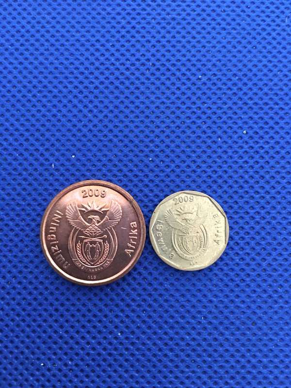 SOUTH AFRICA - TWO COINS - (C12) 5c and 10c coins