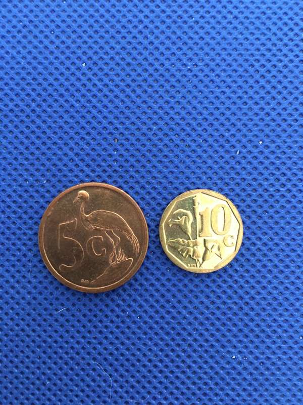 SOUTH AFRICA - TWO COINS  5c and 10c coins  (C9)