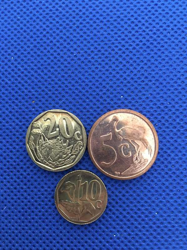 SOUTH AFRICA LOT OF 3 COINS  20c 10c 5c (C2)