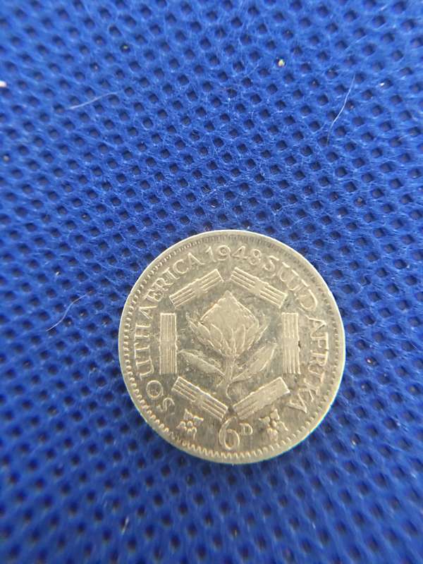 SOUTH AFRICA - 1948 6 PENCE 6D COIN