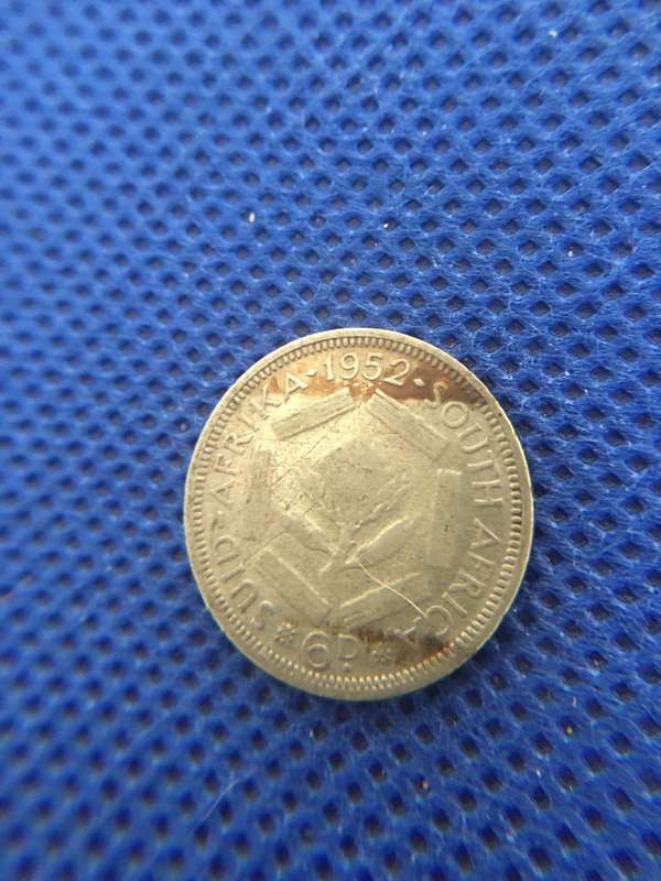 SOUTH AFRICA 1952 6 PENCE 6D COIN