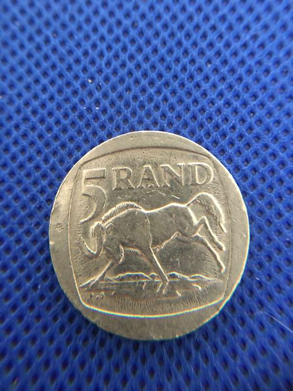 SOUTH AFRICA LOT OF 5 COINS (4)  R5 - 50c 5c 20c 10c
