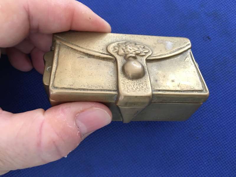 VINTAGE TO ANTQUE SOLID BRASS RING OR PILL HOLDER - HEAVY ALMOST 300 GRAMS