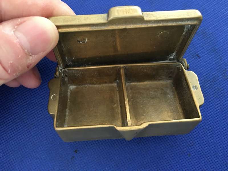 VINTAGE TO ANTQUE SOLID BRASS RING OR PILL HOLDER - HEAVY ALMOST 300 GRAMS