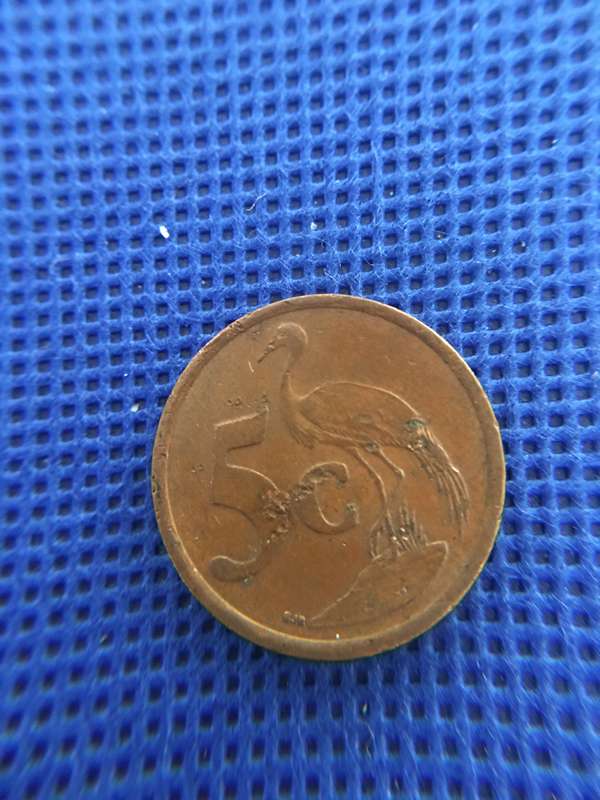 SOUTH AFRICA - LOT OF 5 COINS -  20c  5c  1c  5c  2c  - (A6) ALL CRESTED