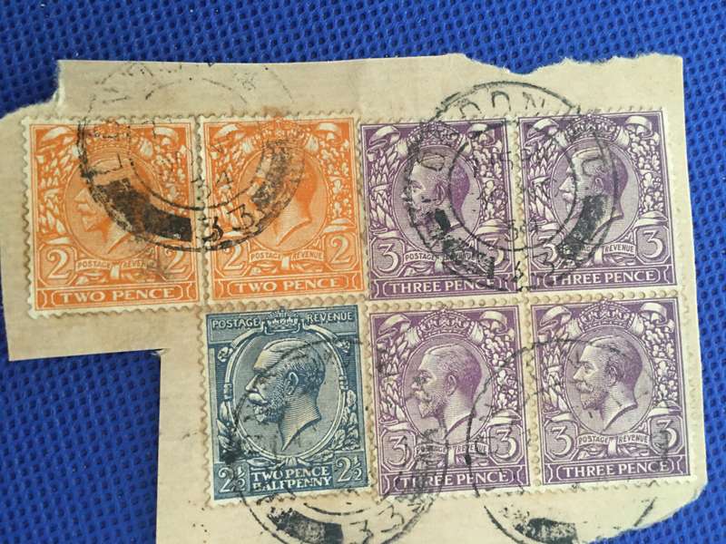 GREAT BRITAIN KING GEORGE V 1910  BLOCK OF STAMPS