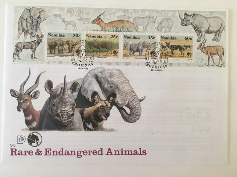 NAMIBIA 2 FDC COVERS  - COASTAL ANGLING AND RARE AND ENDANGERED ANIMALS