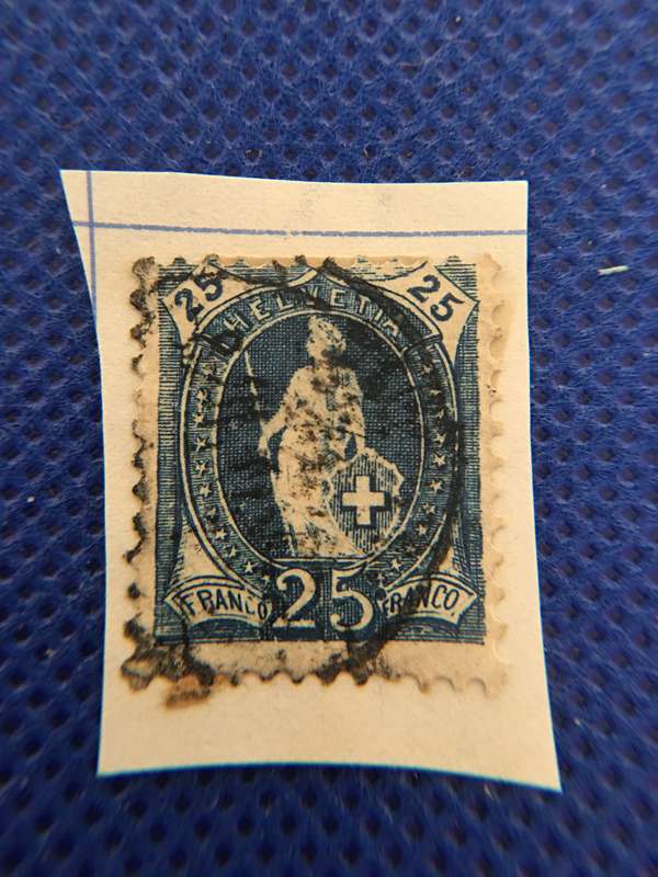 SWITZERLAND 25 FRANCS USED STAMP