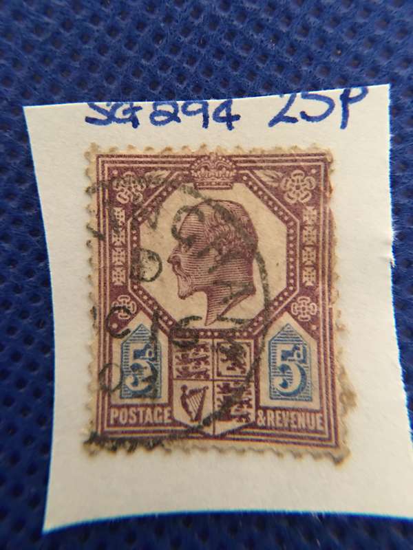 GREAT BRITAIN USED KING EDWARD 5D POSTAGE STAMP 1902