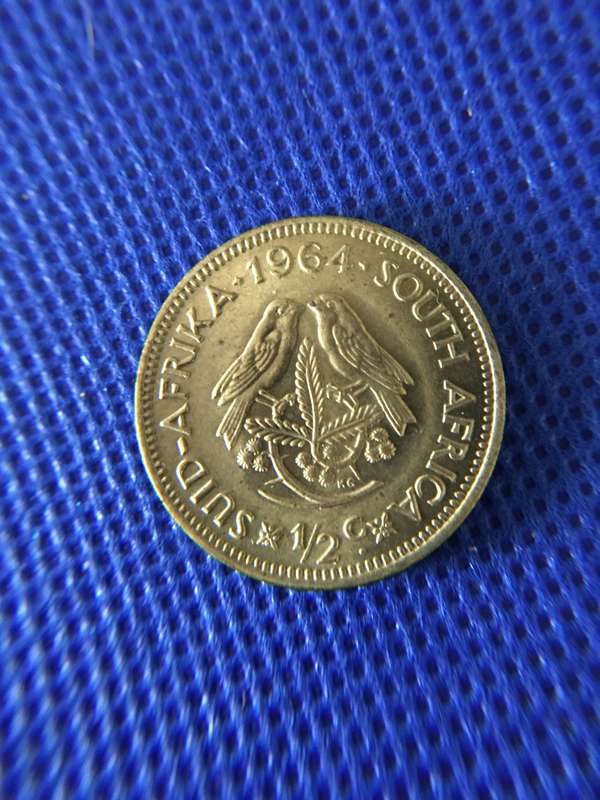 SOUTH AFRICA 1964 1/2c COIN