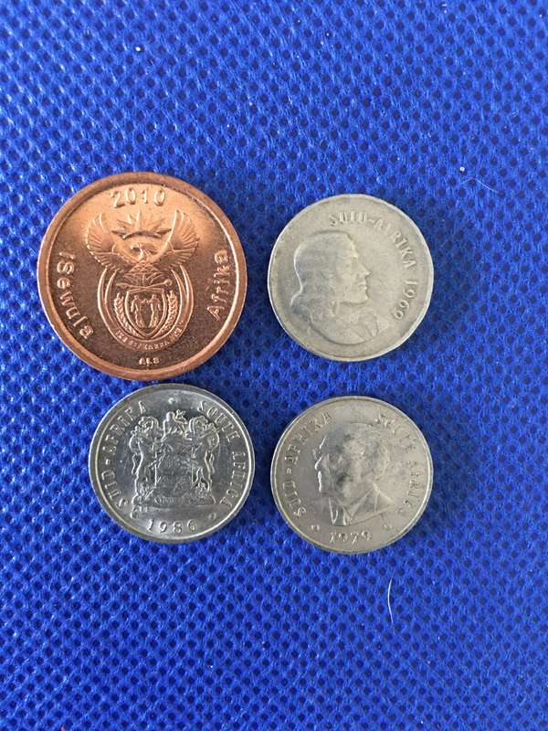 SOUTH AFRICA LOT OF 4 DIFFERENT 5c  COINS  (3*)