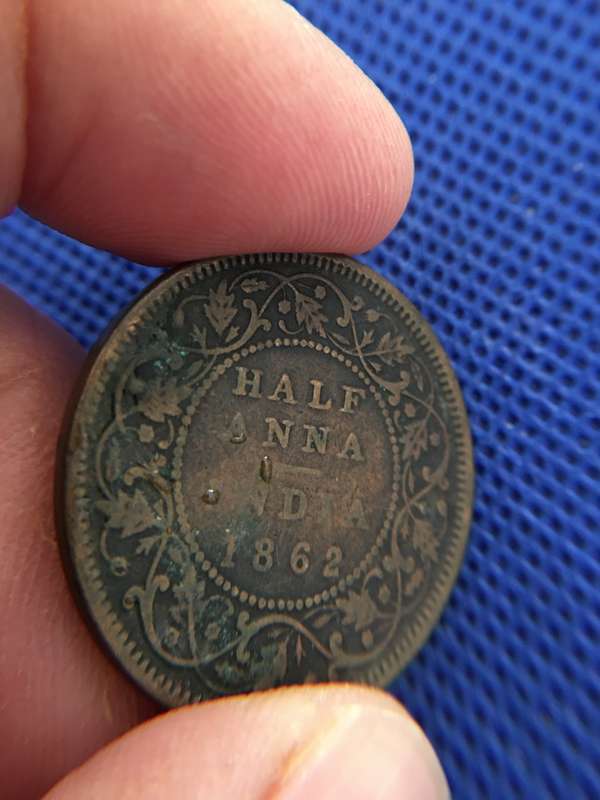 INDIA HALF ANNA QUEEN VICTORIA 1862 COIN