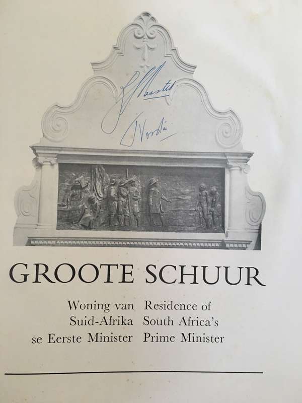 LOVELY LARGE BOOK - GROOTE SCHUUR - SIGNED BY PRIME MINISTER - VORSTER AND MRS TINI  VORSTER