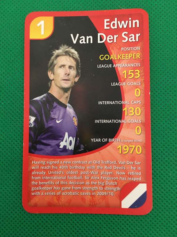 TOP TRUMPS - MANCHESTER UNITED - 2011 - NO. 1 - EDWIN VAN DER SAR