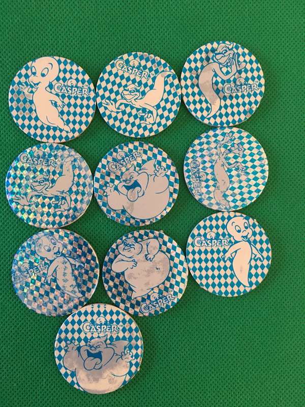 LOT OF FAULTY OR MISPRINTED  FOIL CASPER ZAP CAP TAZOS 10 PIECES