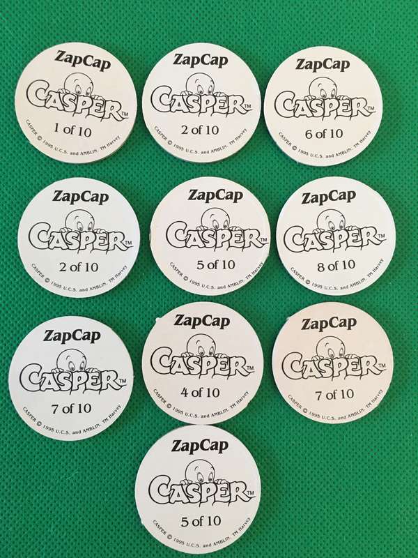 LOT OF FAULTY OR MISPRINTED  FOIL CASPER ZAP CAP TAZOS 10 PIECES