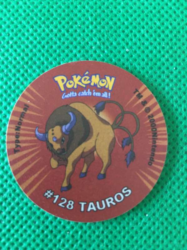 POKEMON TAZO RELEASED BY NINTENDO  AROUND THE 2000'S - CHEETOS / LAYS -NO. 128 - TAUROS