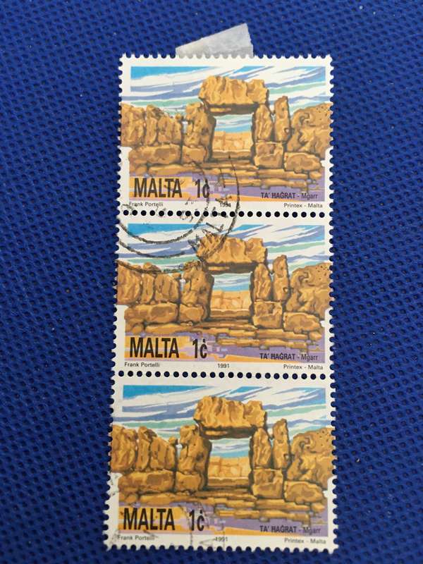 MALTA USED TRIPLE  STAMPS 1991
