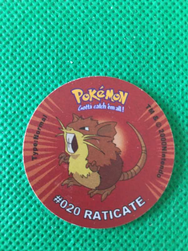 POKEMON TAZO RELEASED BY NINTENDO  AROUND THE 2000'S - CHEETOS / LAYS -NO. 20 - RATICATE