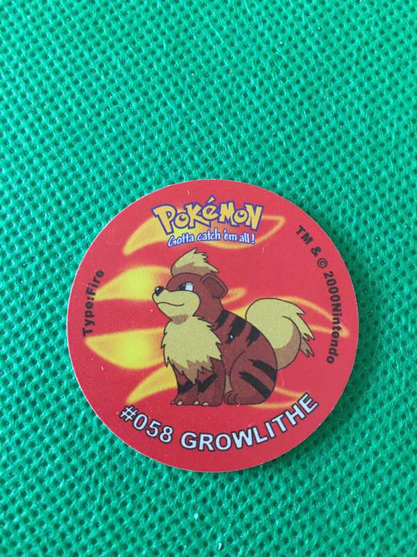 POKEMON TAZO RELEASED BY NINTENDO  AROUND THE 2000'S - CHEETOS / LAYS -NO.  58 - GROWLITHE