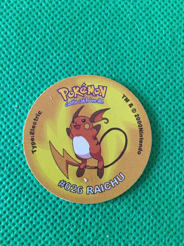 POKEMON TAZO RELEASED BY NINTENDO  AROUND THE 2000'S - CHEETOS / LAYS -NO. 26 - RAICHU