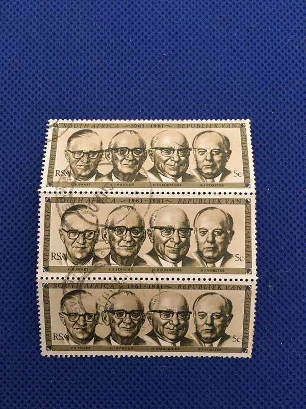 SOUTH AFRICA - BLOCK OF 3 USED PRESIDENT  STAMPS