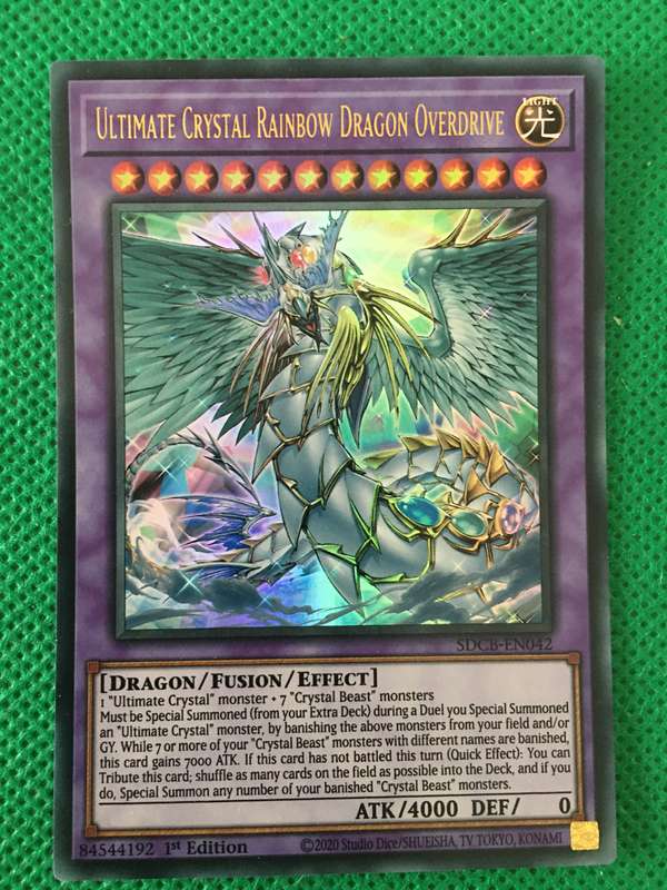 YU-GI-OH TRADING CARD - FOIL/ SHINY CARD - ULTIMATE CRYSTAL RAINBOW DRAGON  OVERDRIVE