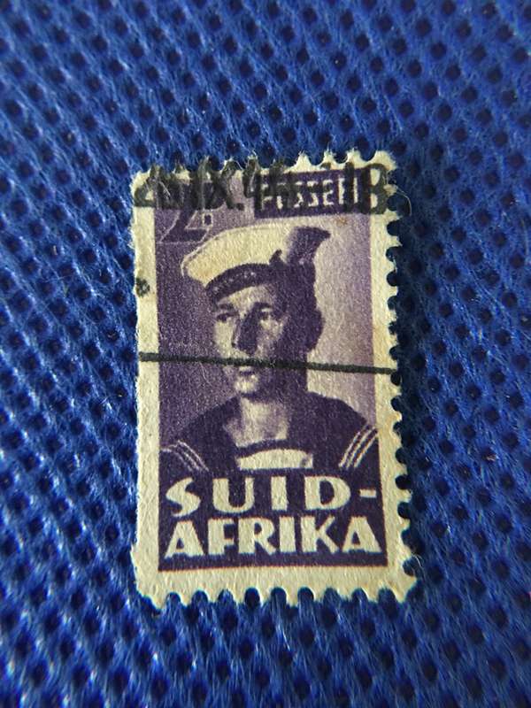 SOUTH AFRICA  SAILOR STAMP 2D WITH WEIRD CANCELLATION