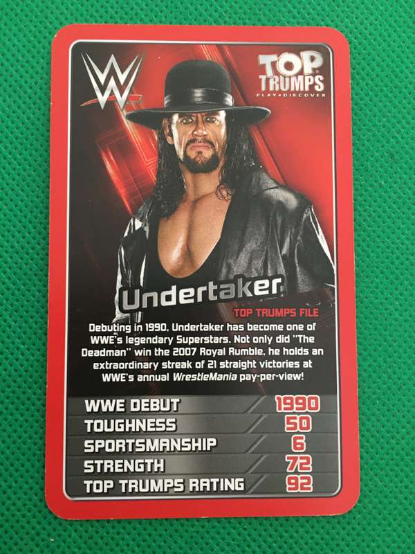 TOP TRUMPS WWE WRESTLING CARD - 2017 -  UNDERTAKER
