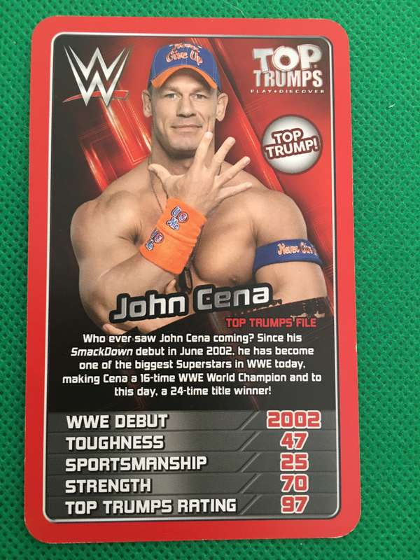 TOP TRUMPS  WWE WRESTLING TRADING CARD  2017 - JOHN CENA