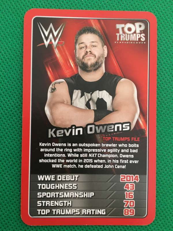 TOP TRUMPS WWE WRESTLING CARD - 2017 -  KEVIN OWENS