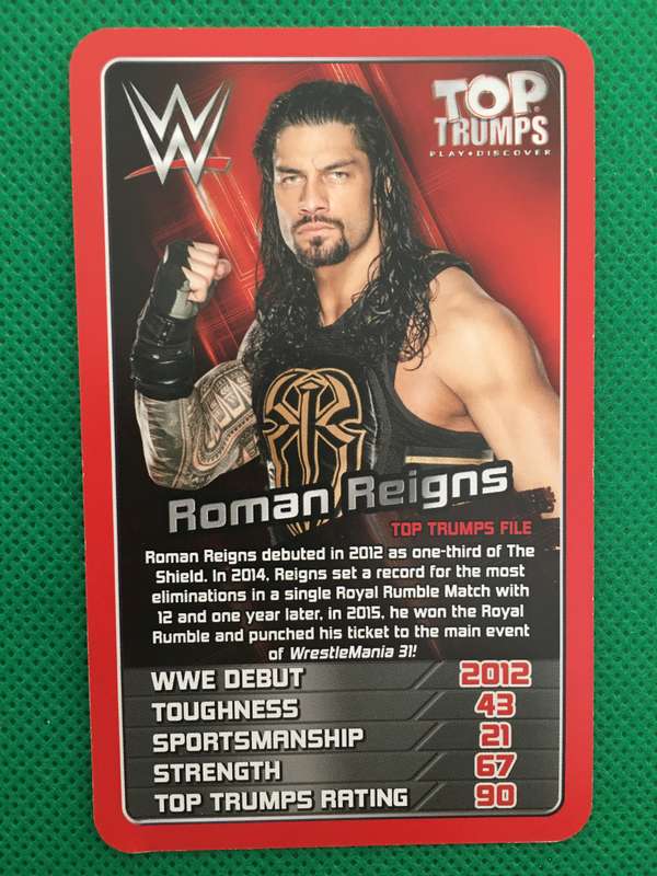 TOP TRUMPS WWE WRESTLING CARD - 2017 -  ROMAN  REIGNS