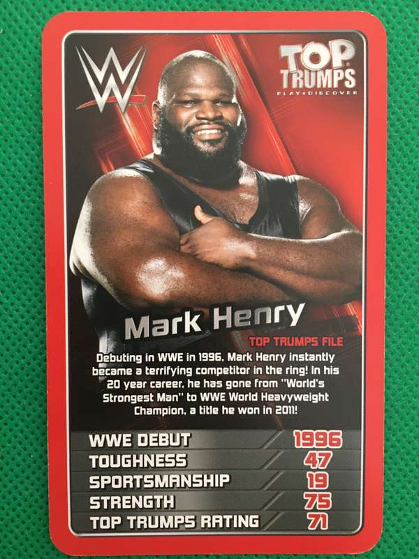 TOP TRUMPS WWE WRESTLING CARD - 2017 - MARK HENRY