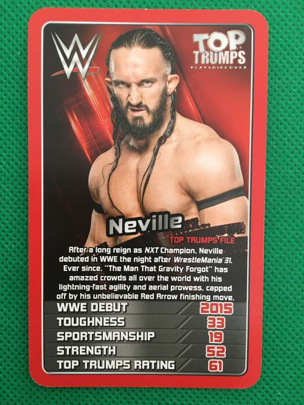 TOP TRUMPS WWE WRESTLING CARD - 2017 -  NEVILLE