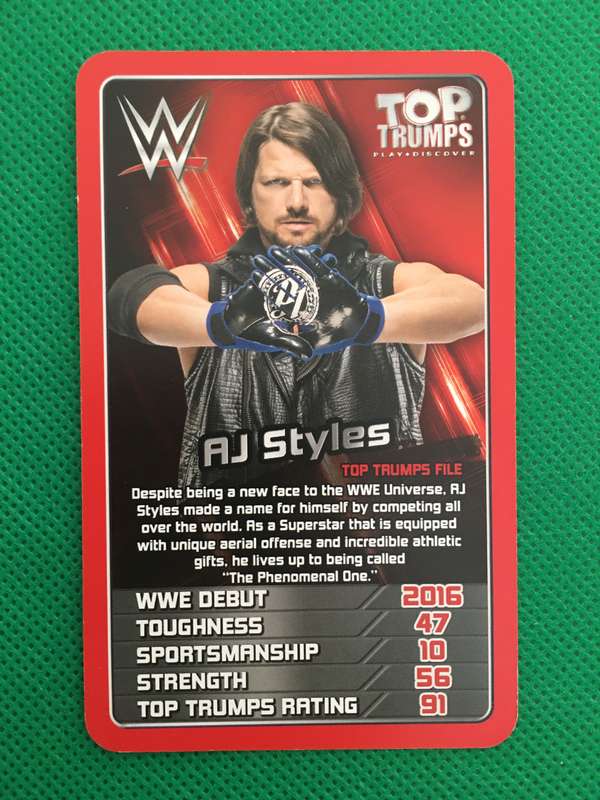 TOP TRUMPS WWE WRESTLING CARD - 2017 - AJ STYLES