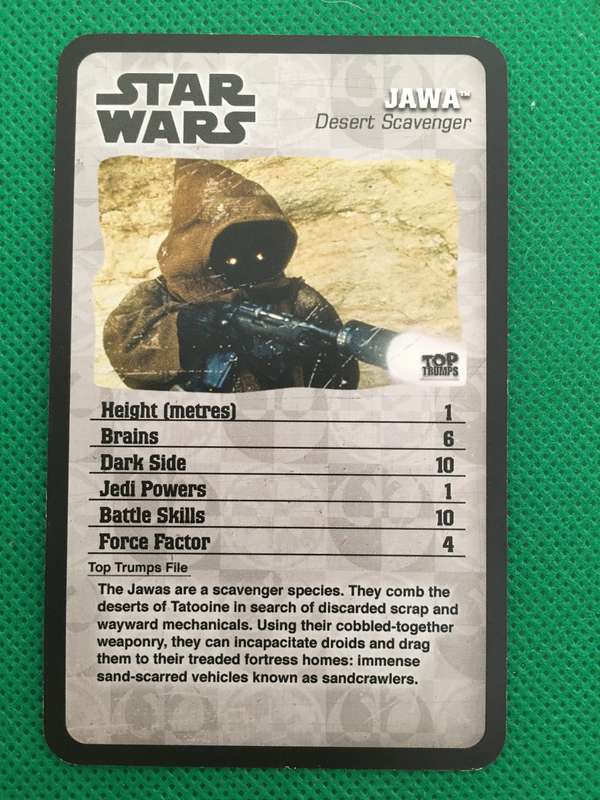 TOPP TRUMPS STAR WARS TRADING CARD - JAWA