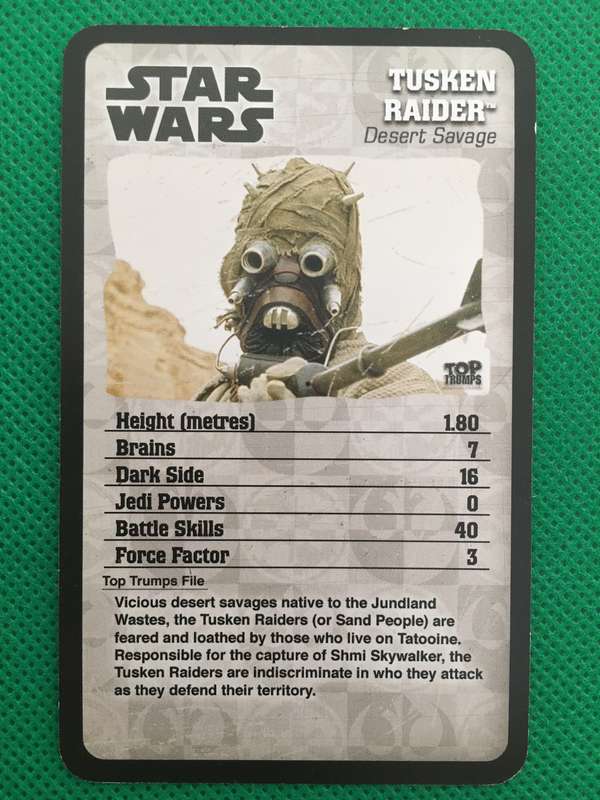TOPP TRUMPS STAR WARS EPISODE IV-VI - TUSKEN RAIDER
