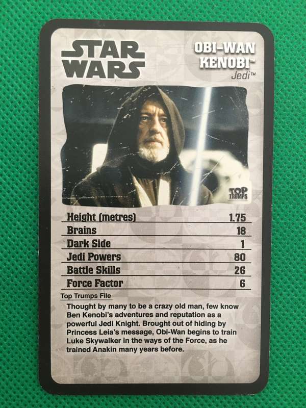 TOPP TRUMPS STAR WARS EPISODE IV-VI - TRADING CARD - OBI-WAN KENOBI